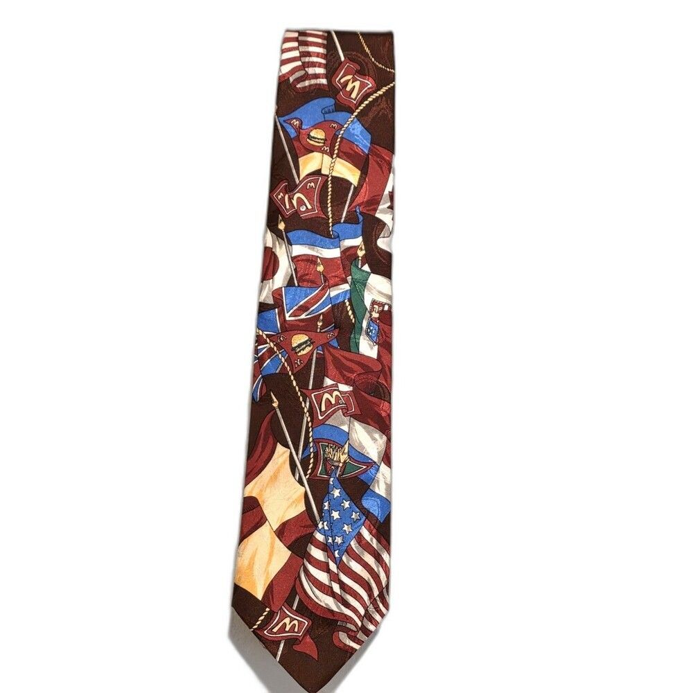 Vintage 1994 McDonald's The Collection Neck tie International Flags 57"x3.5